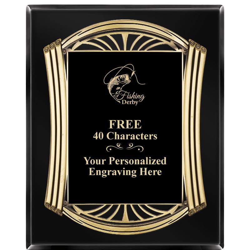 10.5X13 ROMAN BLACK W GLD PLQ