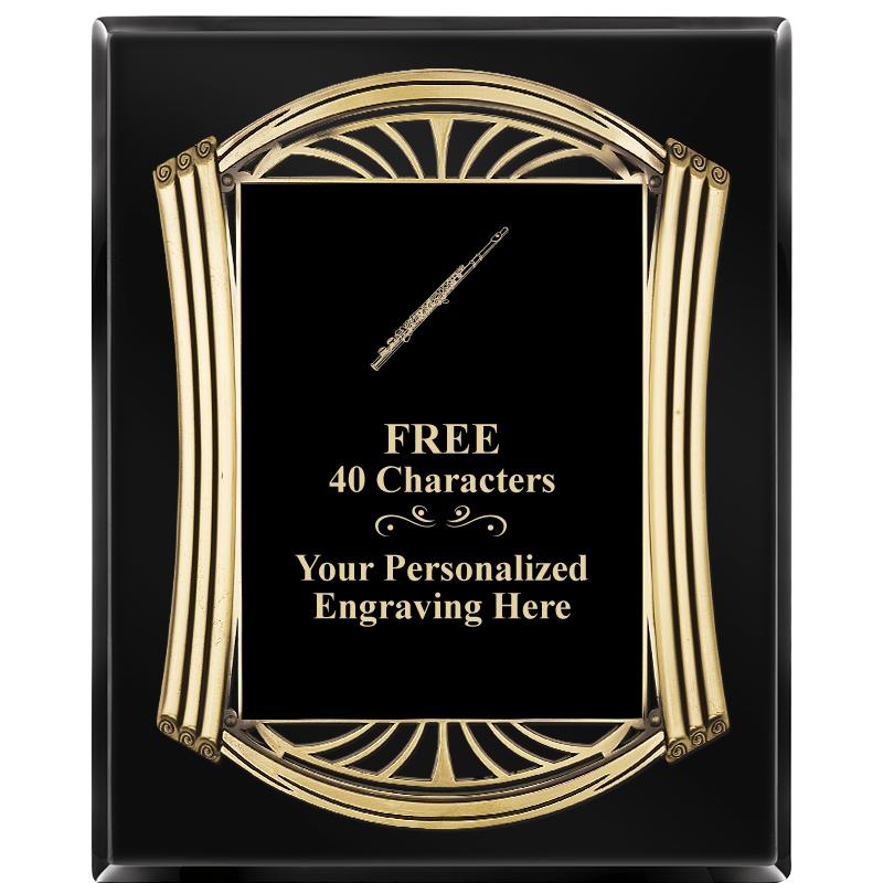 10.5X13 ROMAN BLACK W GLD PLQ