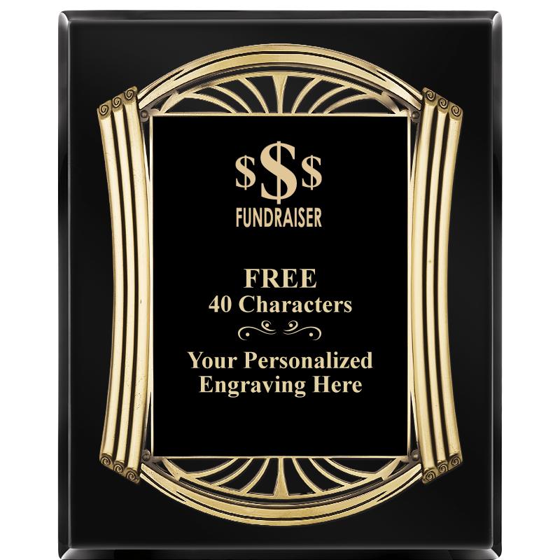 10.5X13 ROMAN BLACK W GLD PLQ