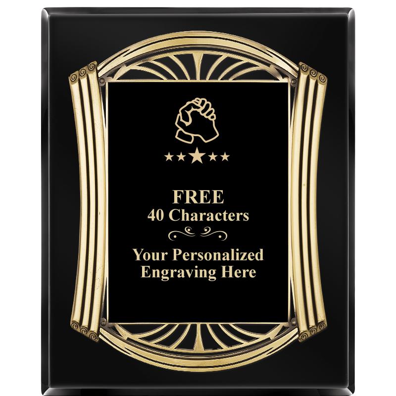 10.5X13 ROMAN BLACK W GLD PLQ