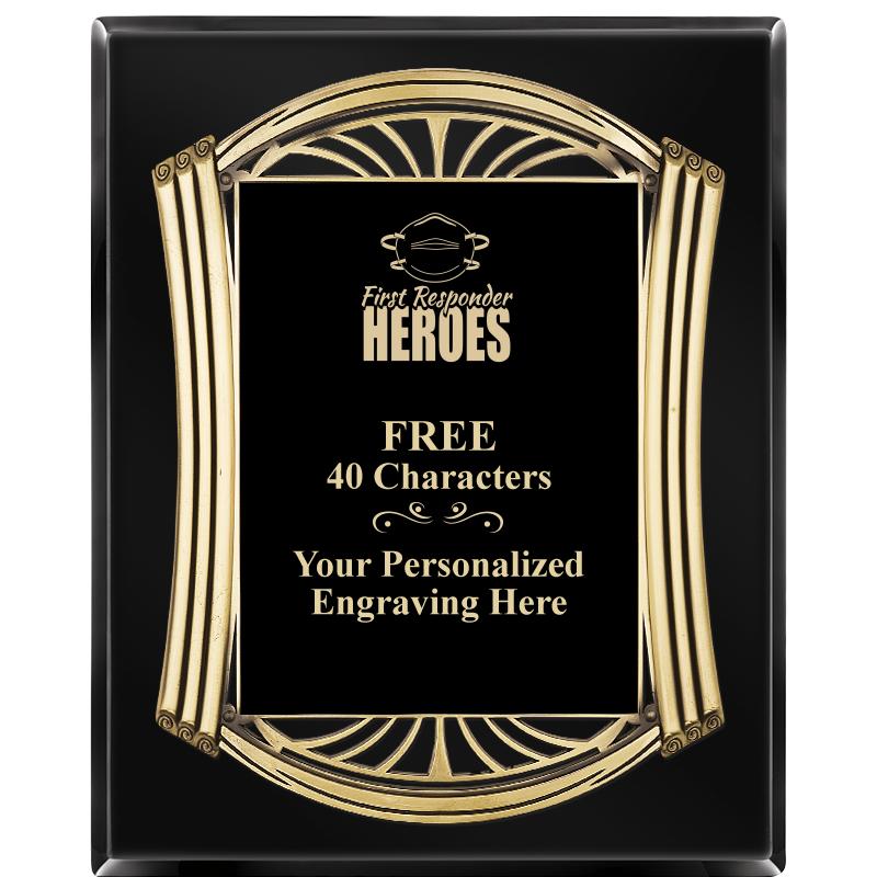 10.5X13 ROMAN BLACK W GLD PLQ