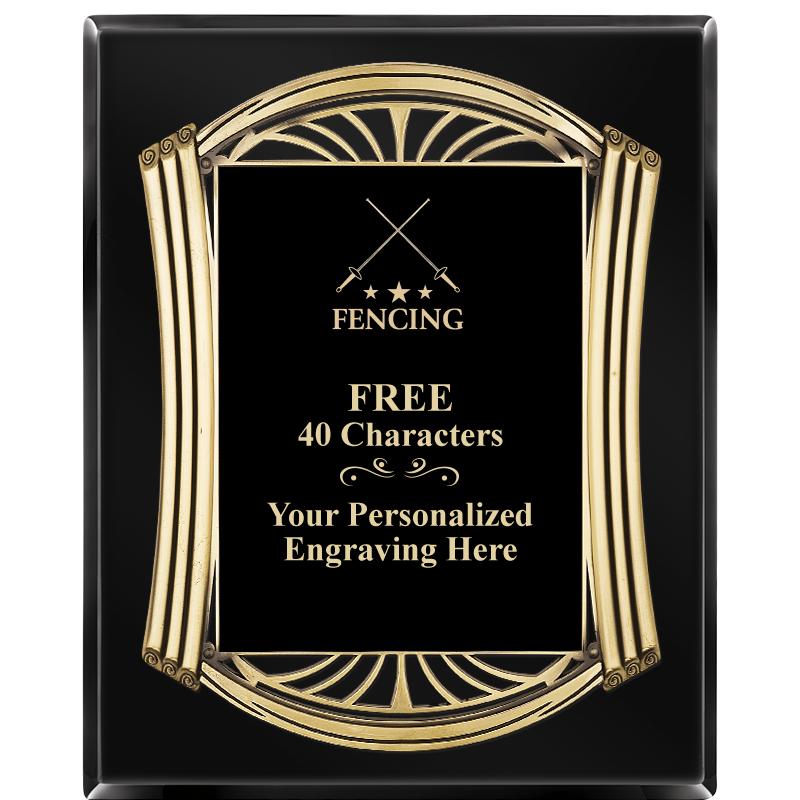 10.5X13 ROMAN BLACK W GLD PLQ