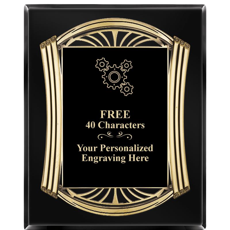 10.5X13 ROMAN BLACK W GLD PLQ