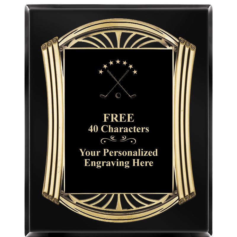 10.5X13 ROMAN BLACK W GLD PLQ