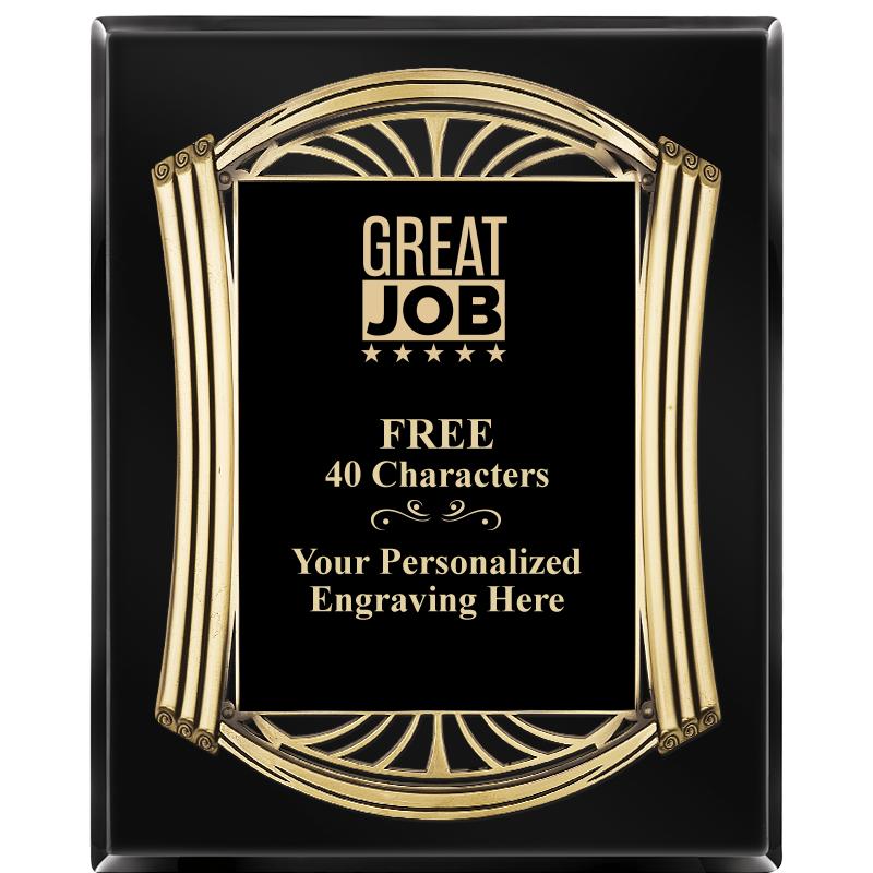 10.5X13 ROMAN BLACK W GLD PLQ