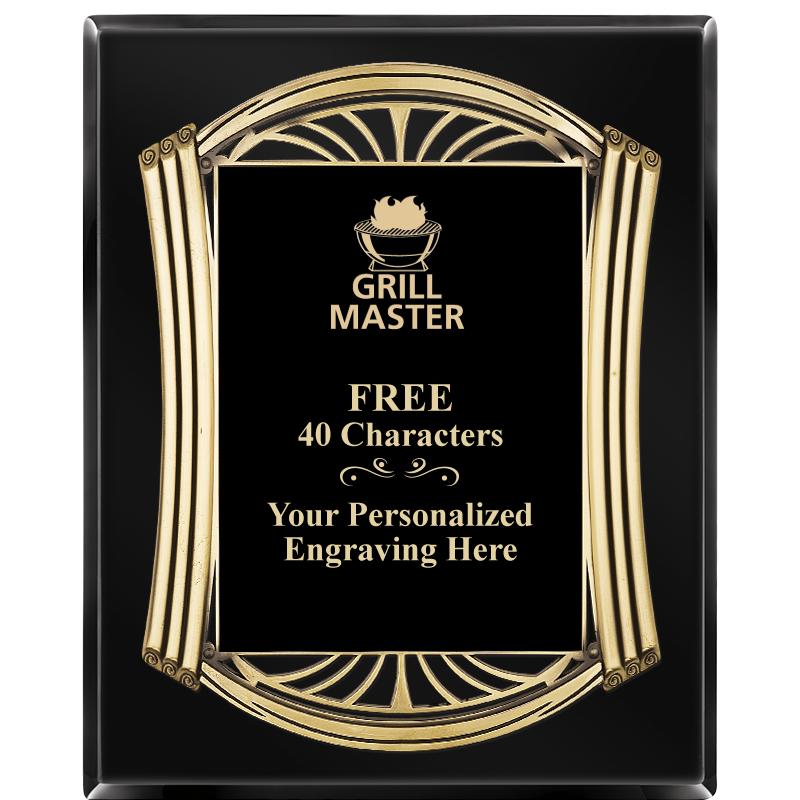 10.5X13 ROMAN BLACK W GLD PLQ