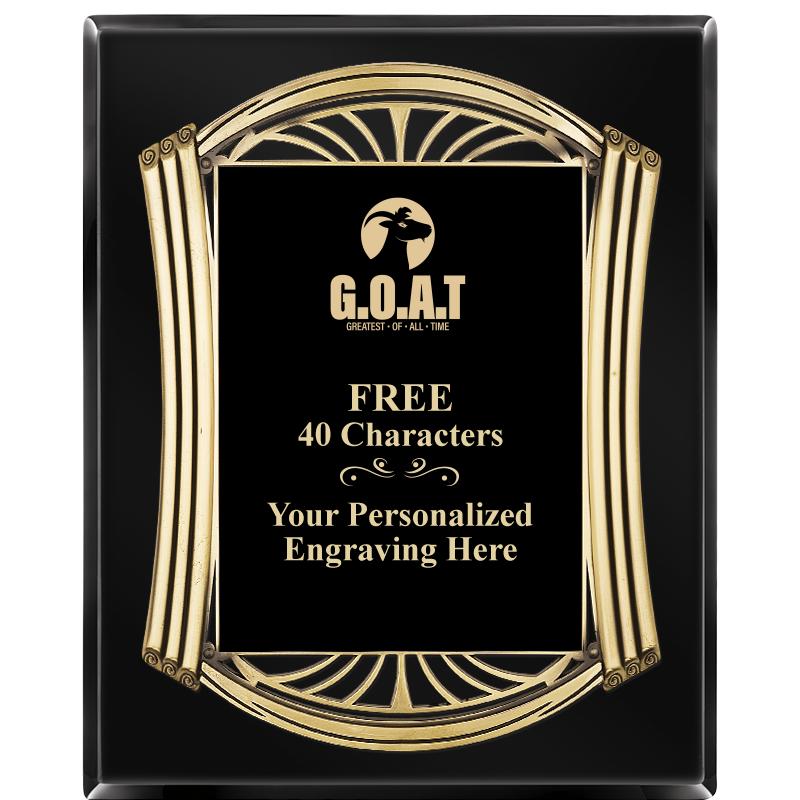 10.5X13 ROMAN BLACK W GLD PLQ