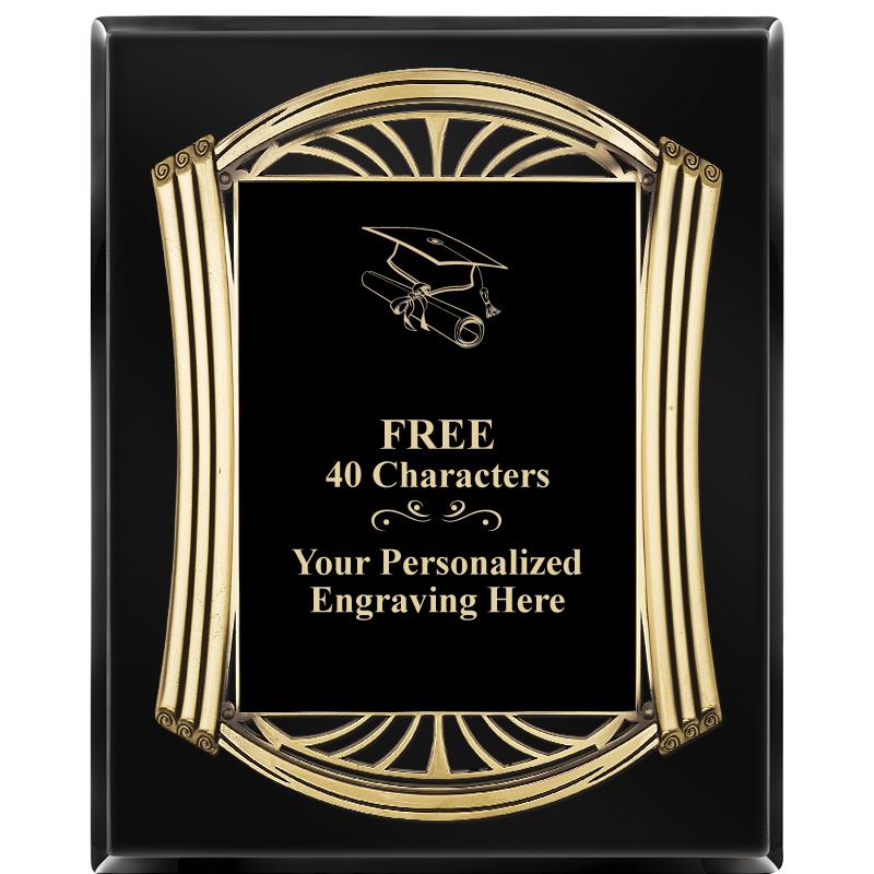 10.5X13 ROMAN BLACK W GLD PLQ