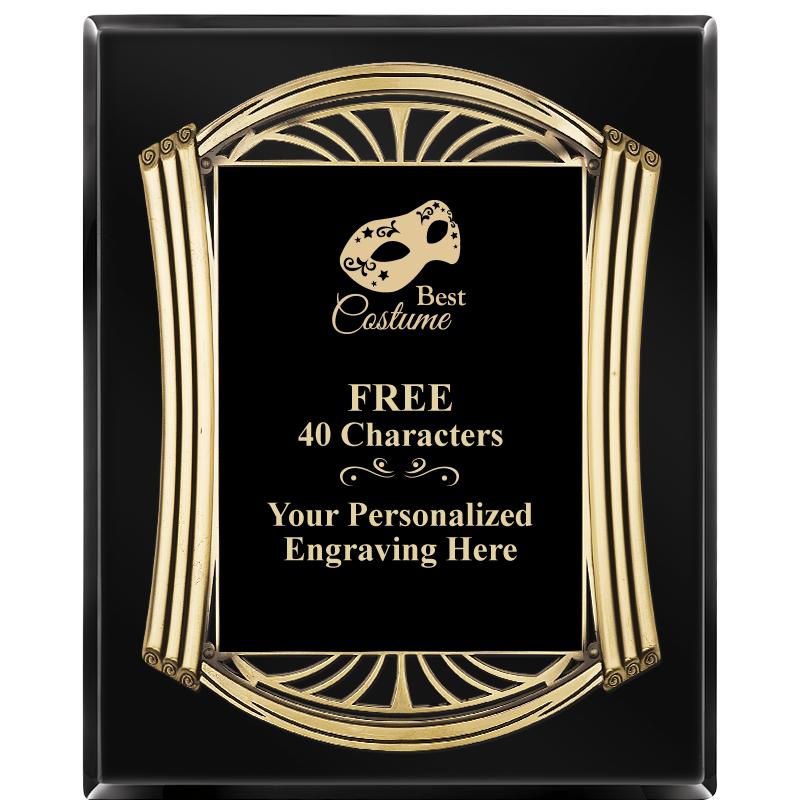 10.5X13 ROMAN BLACK W GLD PLQ