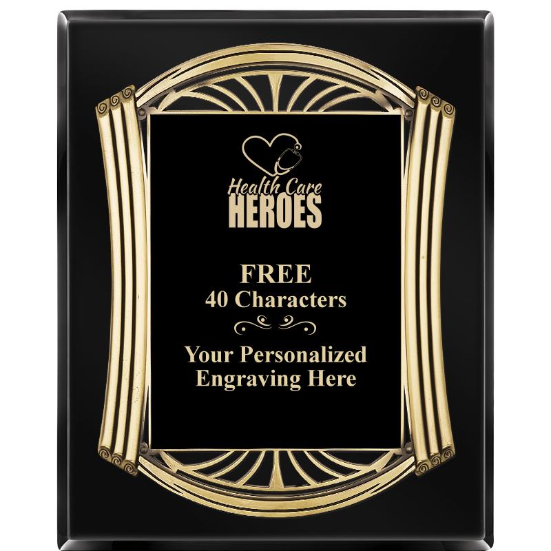 10.5X13 ROMAN BLACK W GLD PLQ