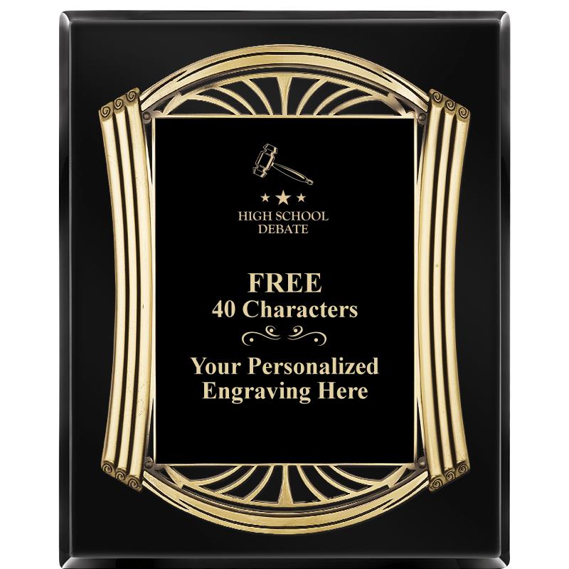 10.5X13 ROMAN BLACK W GLD PLQ