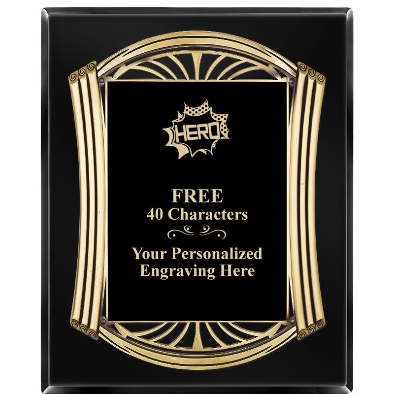 10.5X13 ROMAN BLACK W GLD PLQ