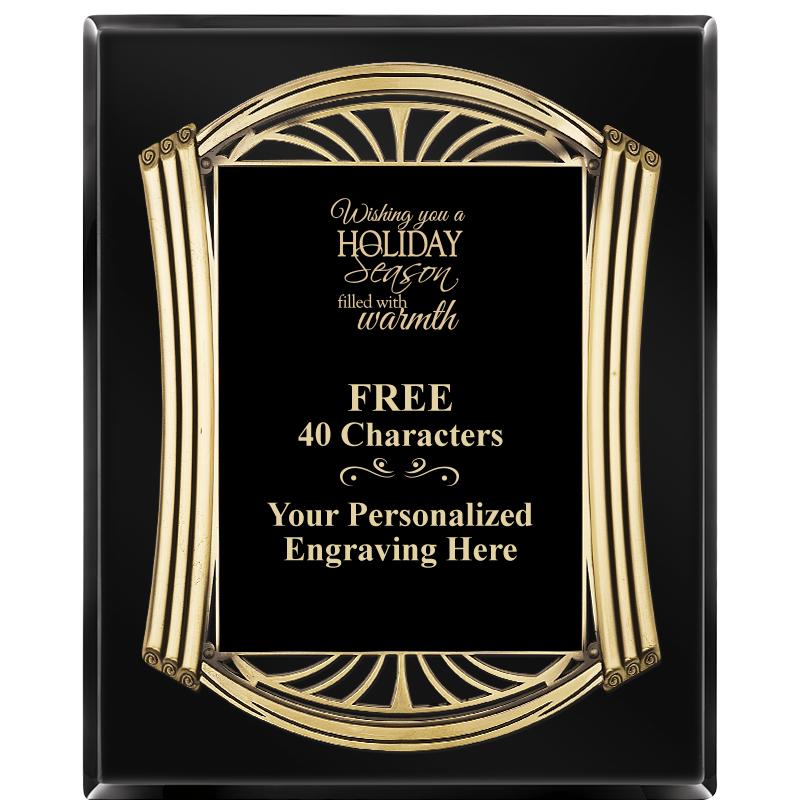 10.5X13 ROMAN BLACK W GLD PLQ