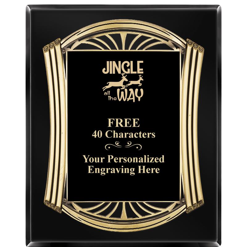 10.5X13 ROMAN BLACK W GLD PLQ
