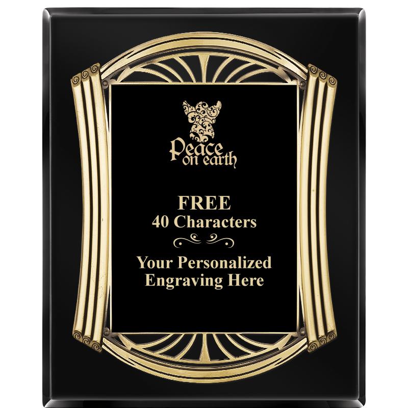 10.5X13 ROMAN BLACK W GLD PLQ