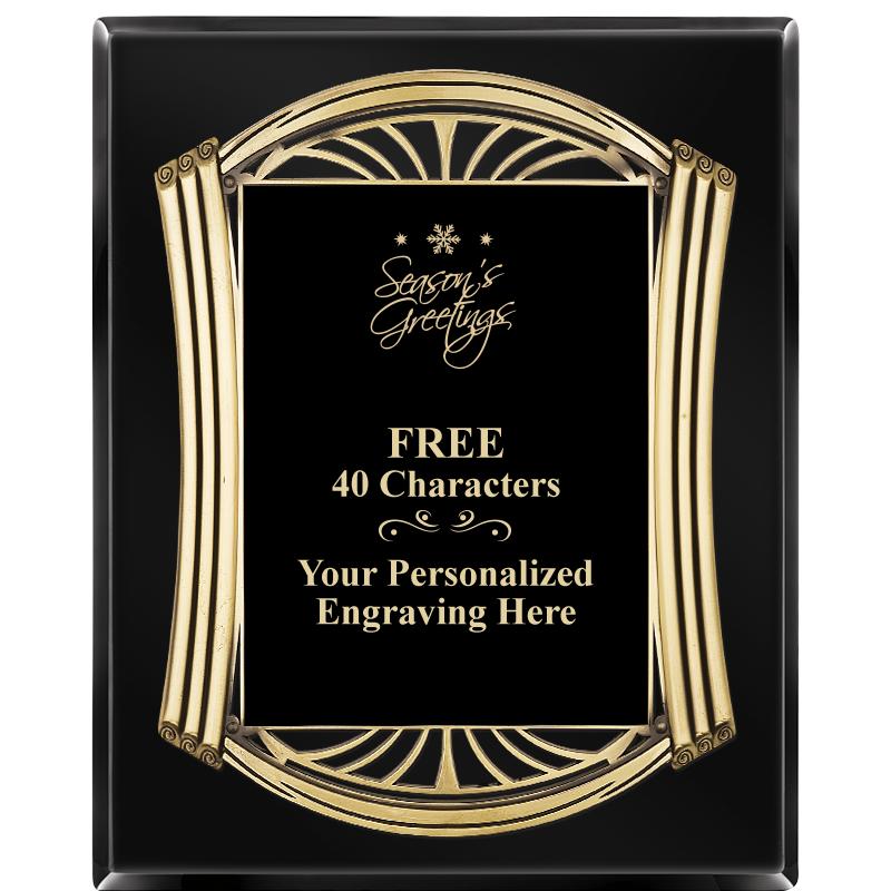 10.5X13 ROMAN BLACK W GLD PLQ