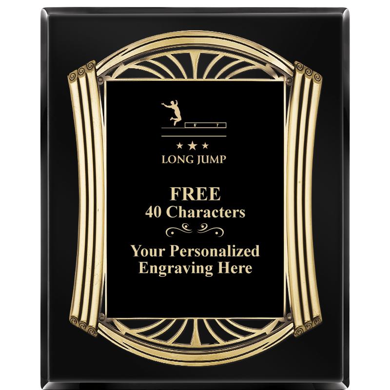 10.5X13 ROMAN BLACK W GLD PLQ