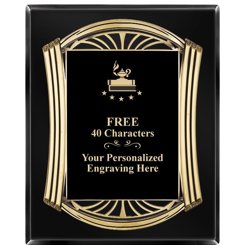 10.5X13 ROMAN BLACK W GLD PLQ