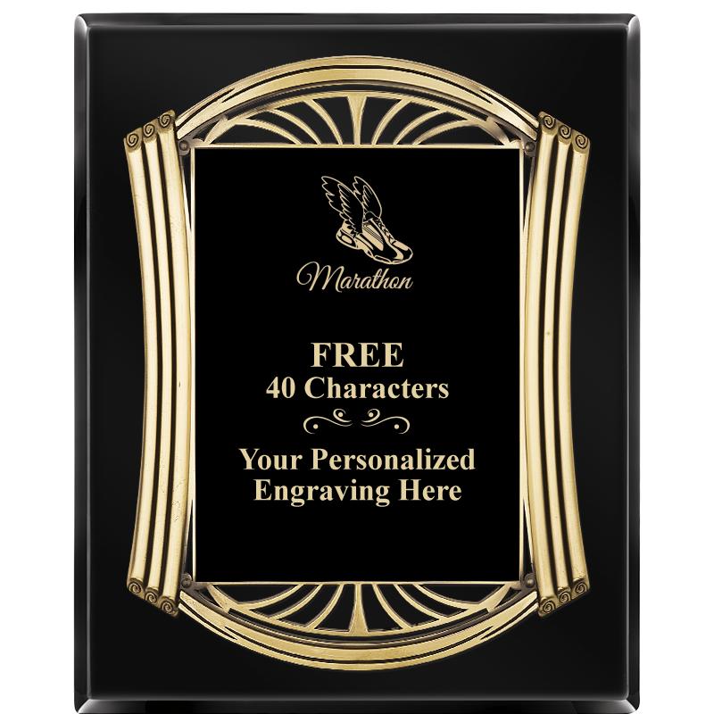 10.5X13 ROMAN BLACK W GLD PLQ