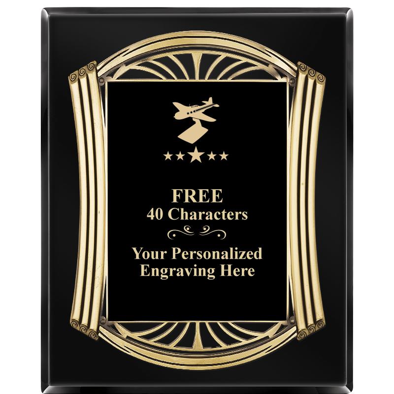 10.5X13 ROMAN BLACK W GLD PLQ