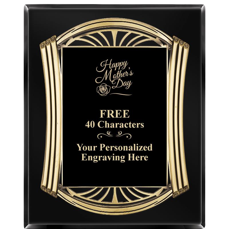 10.5X13 ROMAN BLACK W GLD PLQ