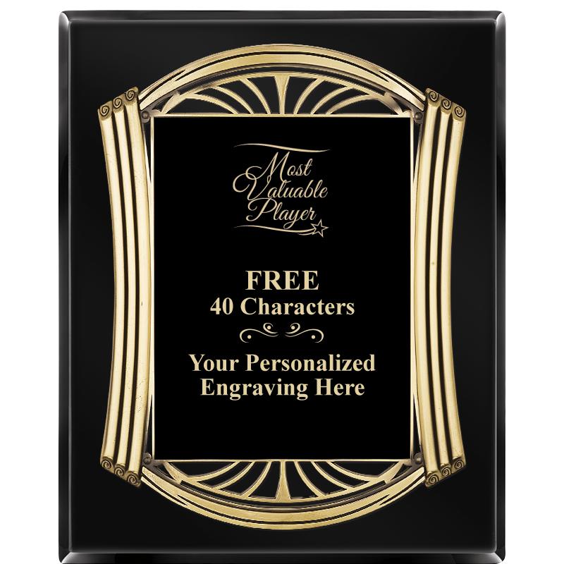 10.5X13 ROMAN BLACK W GLD PLQ