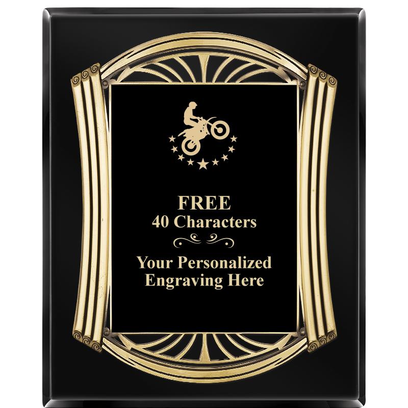 10.5X13 ROMAN BLACK W GLD PLQ