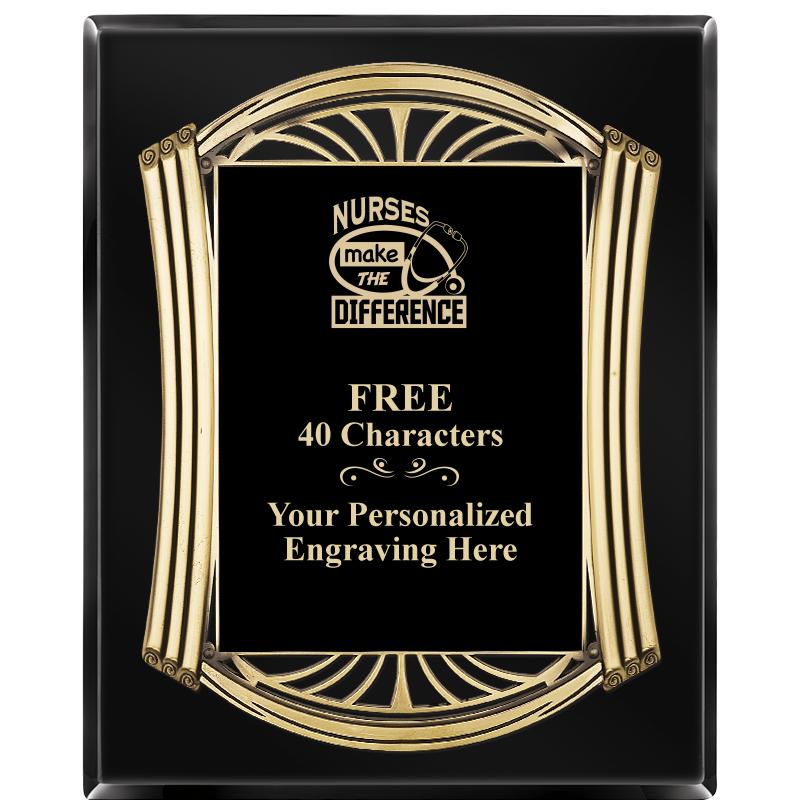 10.5X13 ROMAN BLACK W GLD PLQ