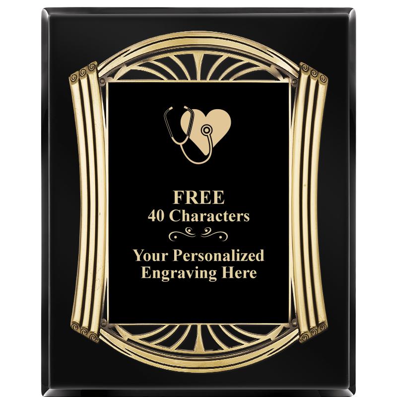 10.5X13 ROMAN BLACK W GLD PLQ