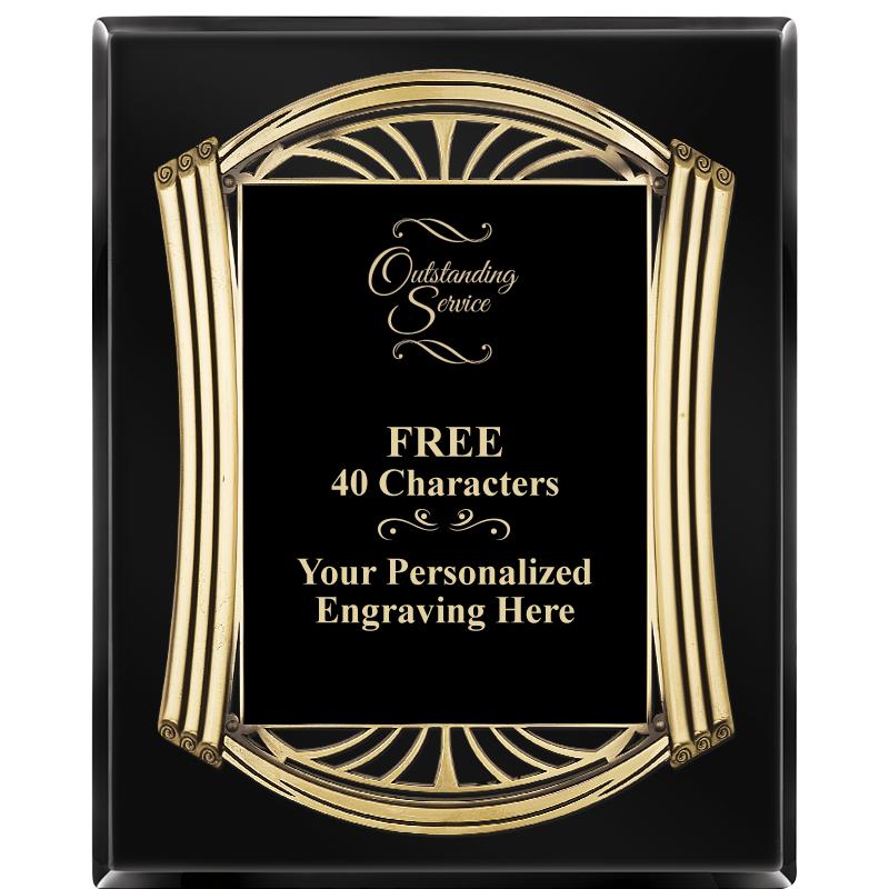 10.5X13 ROMAN BLACK W GLD PLQ