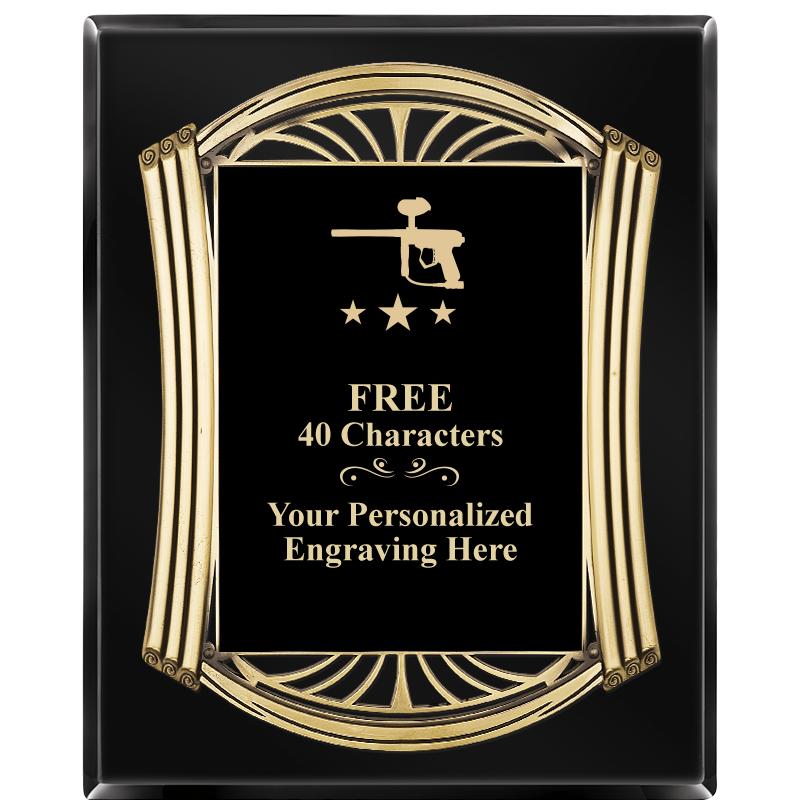 10.5X13 ROMAN BLACK W GLD PLQ