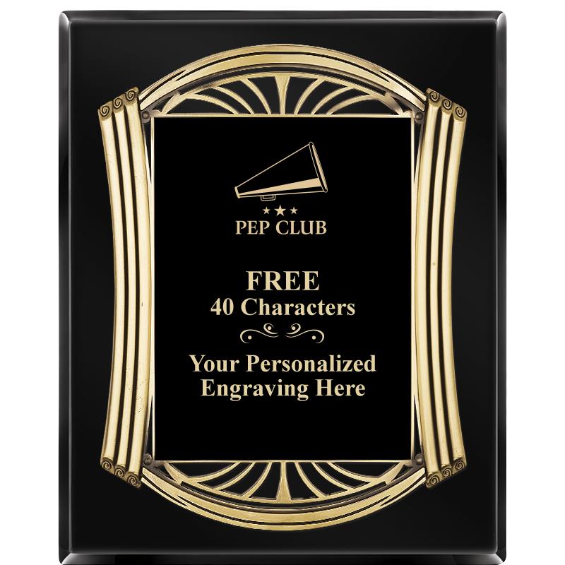 10.5X13 ROMAN BLACK W GLD PLQ