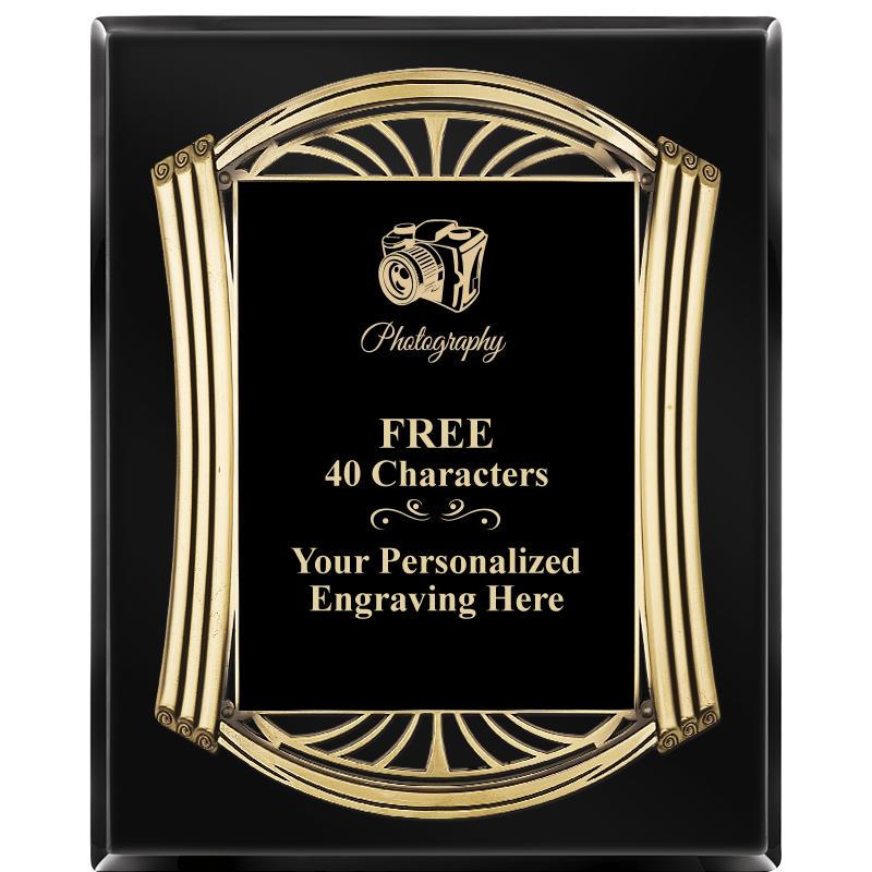 10.5X13 ROMAN BLACK W GLD PLQ