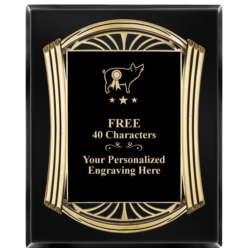 10.5X13 ROMAN BLACK W GLD PLQ