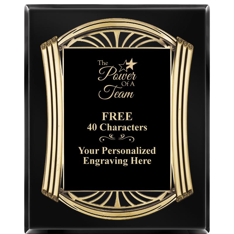 10.5X13 ROMAN BLACK W GLD PLQ