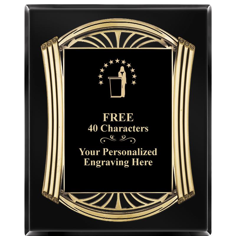 10.5X13 ROMAN BLACK W GLD PLQ