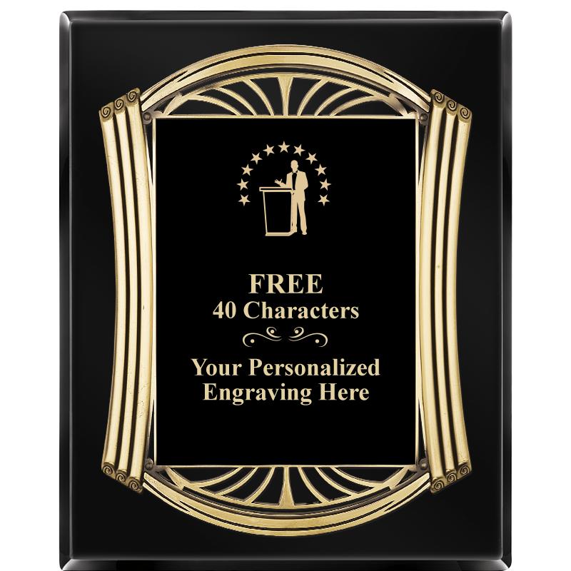 10.5X13 ROMAN BLACK W GLD PLQ