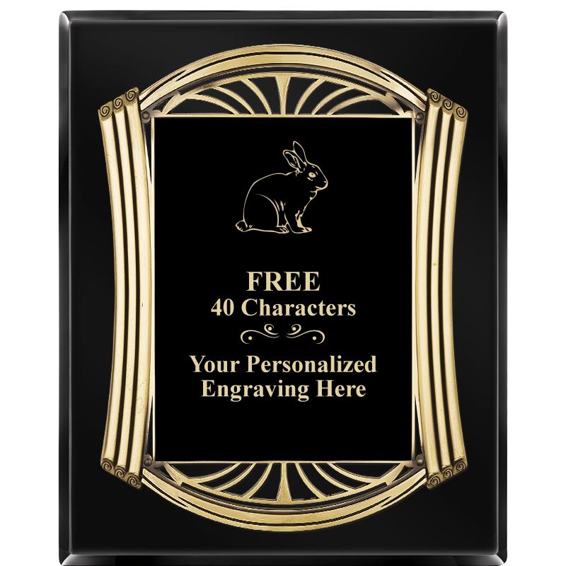 10.5X13 ROMAN BLACK W GLD PLQ