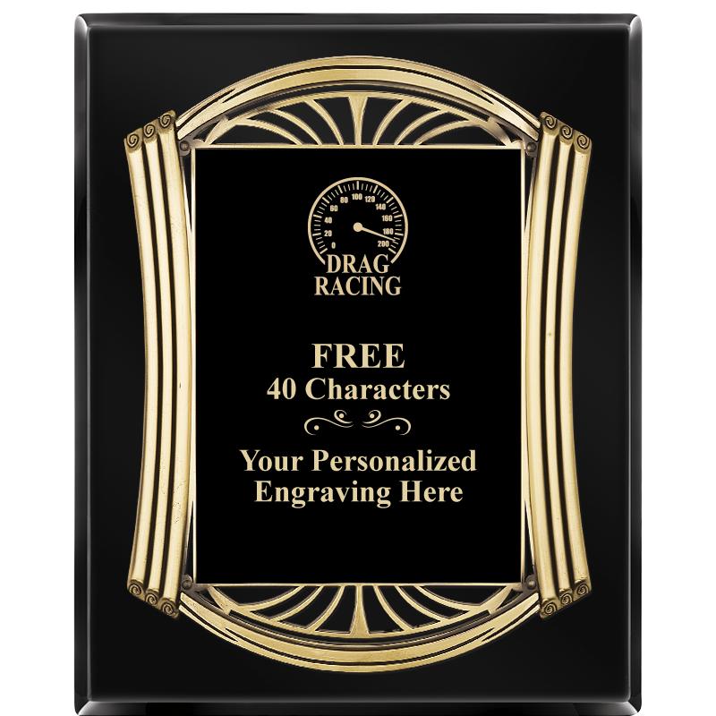 10.5X13 ROMAN BLACK W GLD PLQ