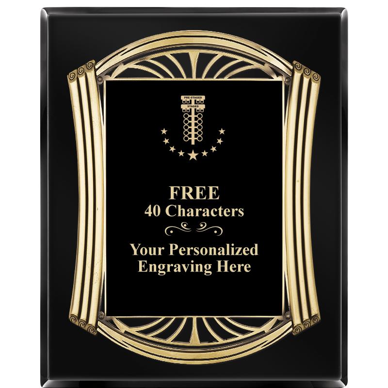 10.5X13 ROMAN BLACK W GLD PLQ