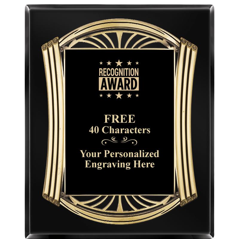 10.5X13 ROMAN BLACK W GLD PLQ