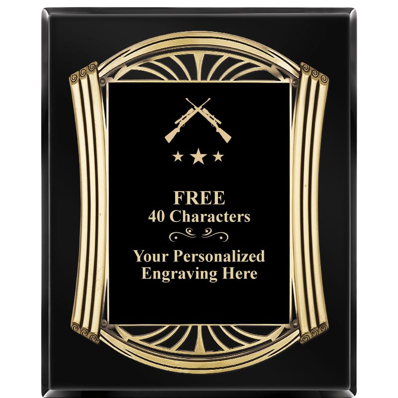 10.5X13 ROMAN BLACK W GLD PLQ