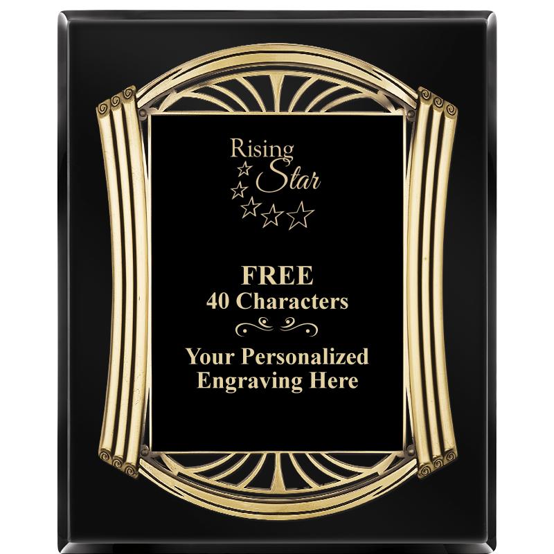 10.5X13 ROMAN BLACK W GLD PLQ