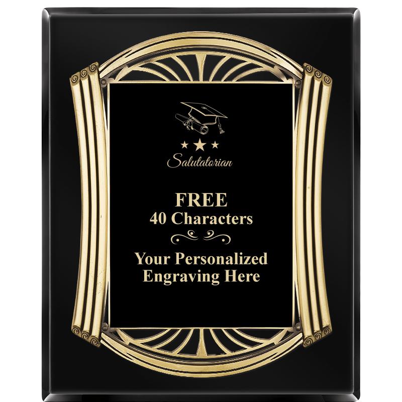 10.5X13 ROMAN BLACK W GLD PLQ