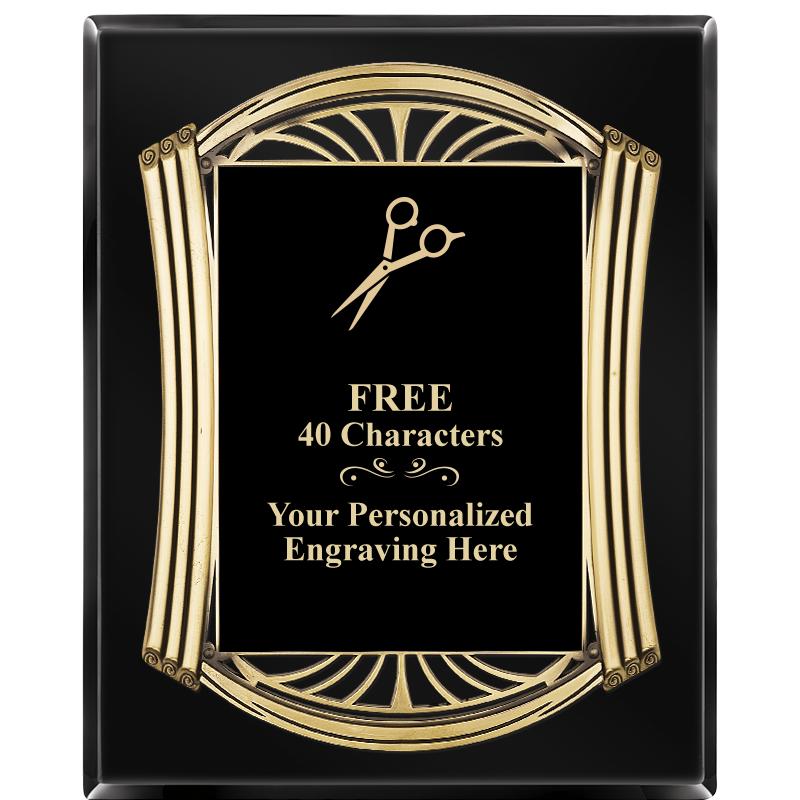 10.5X13 ROMAN BLACK W GLD PLQ