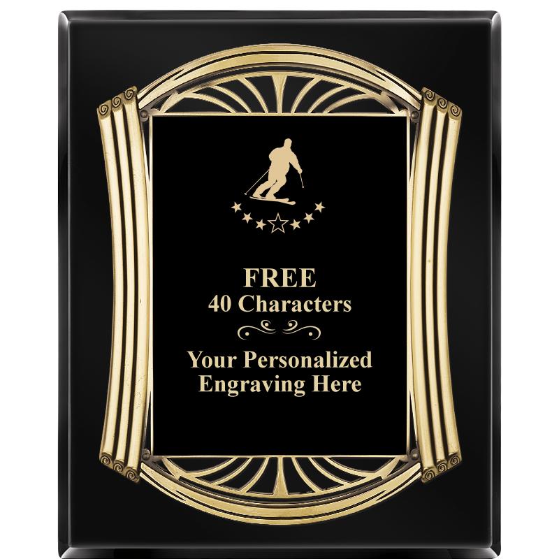 10.5X13 ROMAN BLACK W GLD PLQ