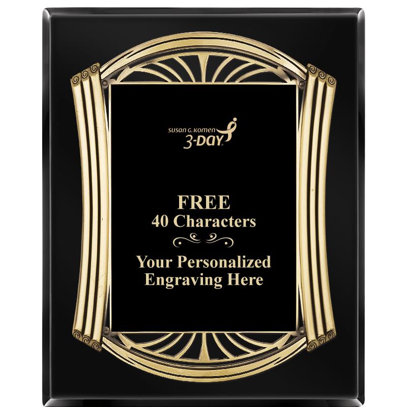 10.5X13 ROMAN BLACK W GLD PLQ