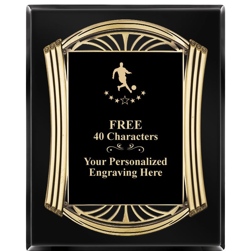 10.5X13 ROMAN BLACK W GLD PLQ