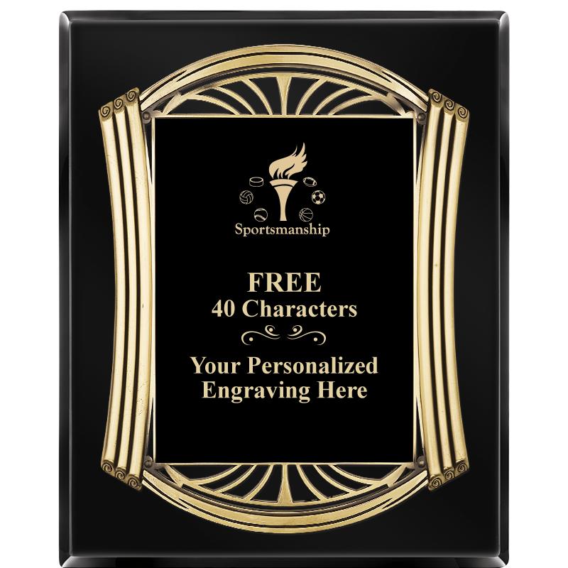 10.5X13 ROMAN BLACK W GLD PLQ