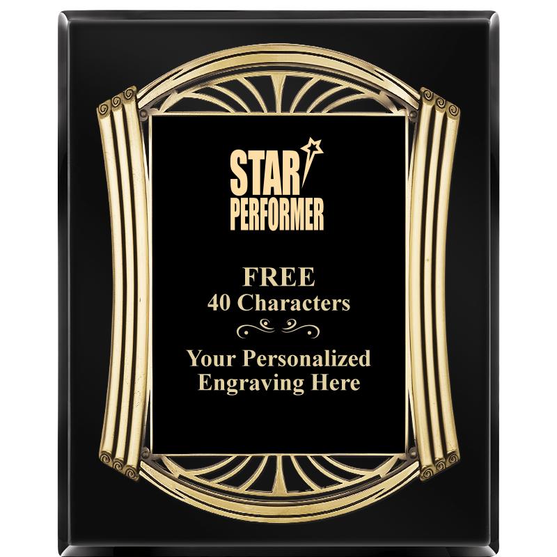 10.5X13 ROMAN BLACK W GLD PLQ